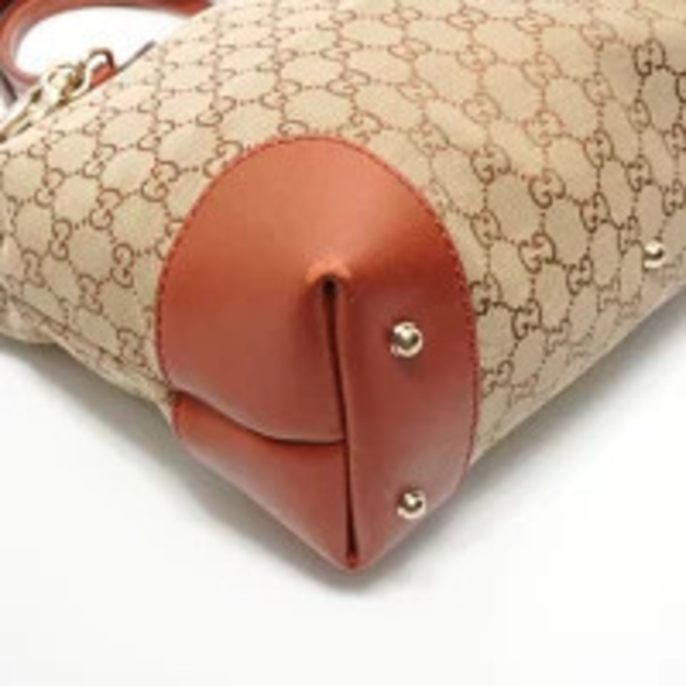 Gucci GG Canvas Glitter Heart Charm Tote Bag Brown - Picture 4 of 11